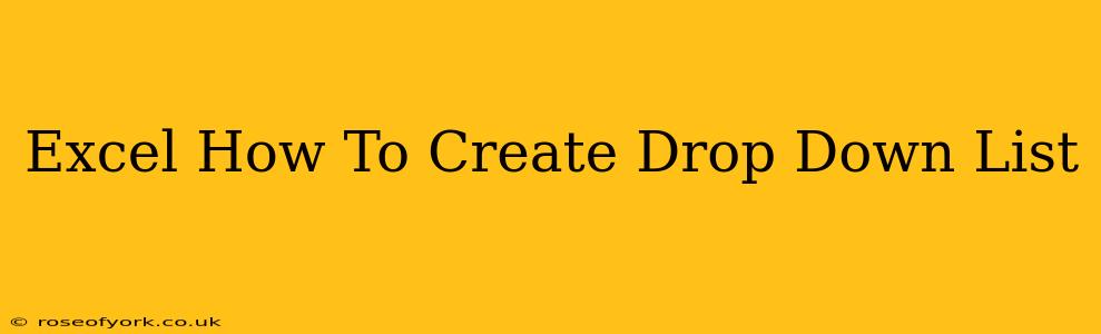 Excel How To Create Drop Down List