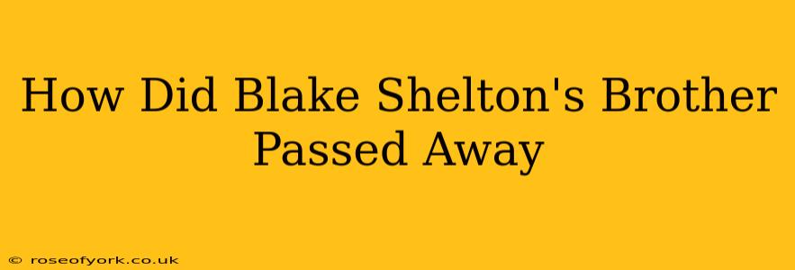 How Did Blake Shelton's Brother Passed Away