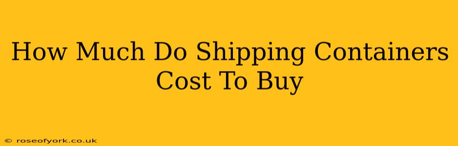 How Much Do Shipping Containers Cost To Buy