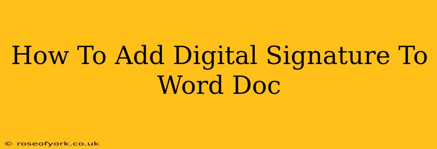 How To Add Digital Signature To Word Doc