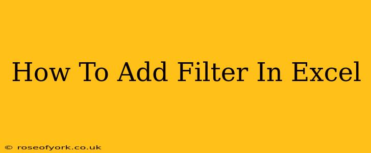 How To Add Filter In Excel