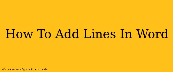 How To Add Lines In Word