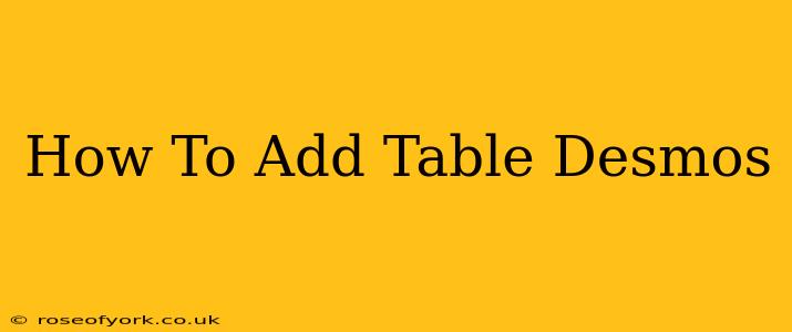 How To Add Table Desmos