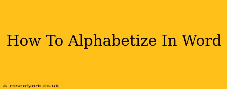 How To Alphabetize In Word