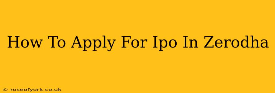 How To Apply For Ipo In Zerodha