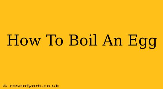 How To Boil An Egg