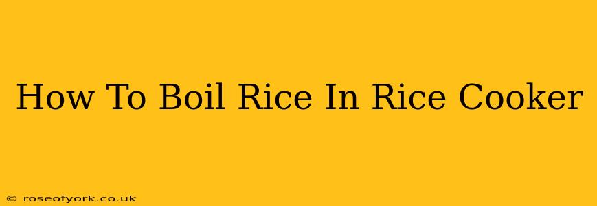 How To Boil Rice In Rice Cooker