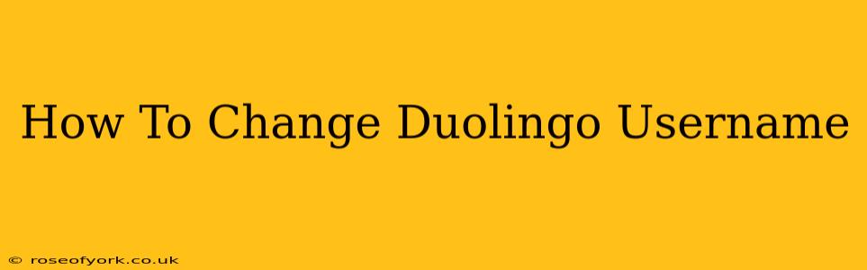 How To Change Duolingo Username