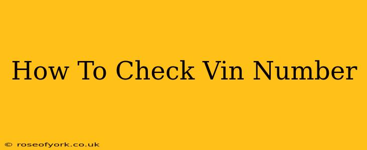 How To Check Vin Number