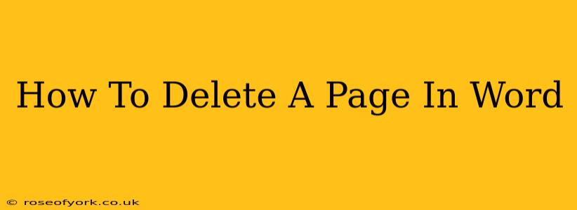 How To Delete A Page In Word