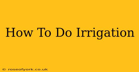 How To Do Irrigation