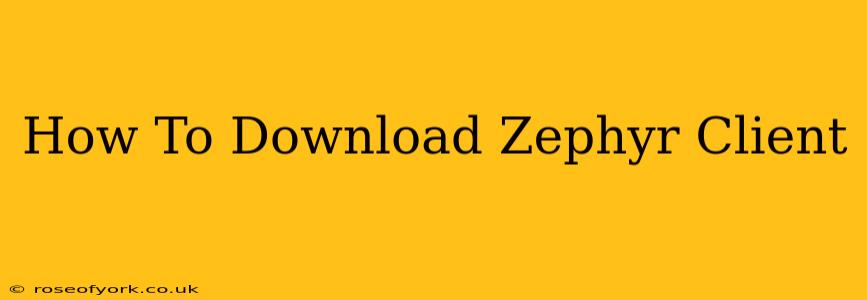 How To Download Zephyr Client