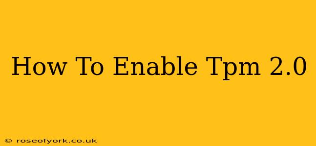 How To Enable Tpm 2.0