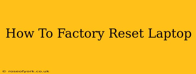 How To Factory Reset Laptop