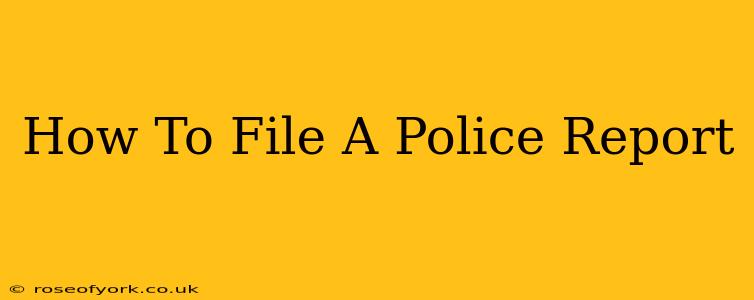 How To File A Police Report