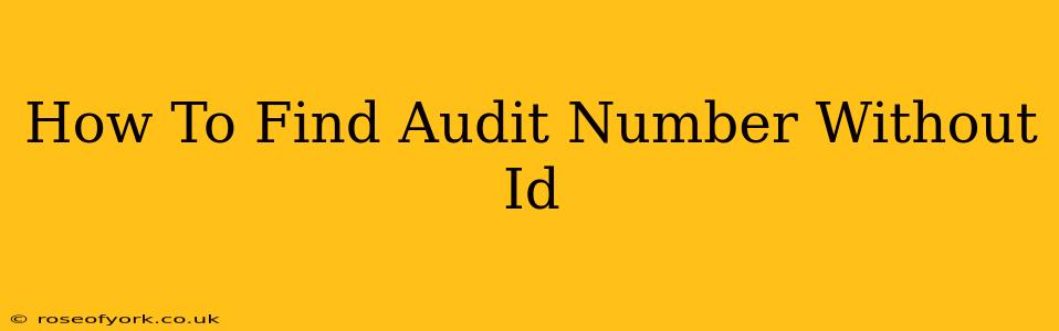 How To Find Audit Number Without Id