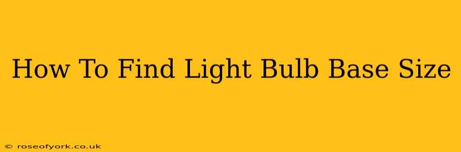 How To Find Light Bulb Base Size