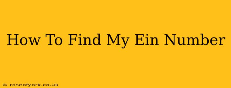 How To Find My Ein Number