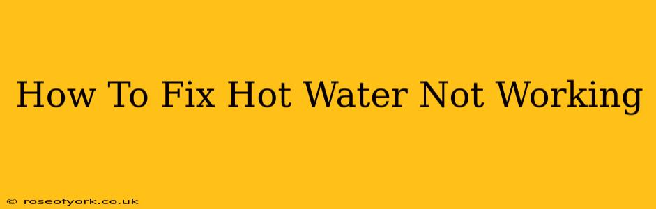 How To Fix Hot Water Not Working