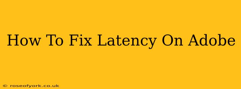 How To Fix Latency On Adobe