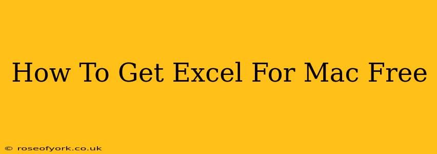 How To Get Excel For Mac Free