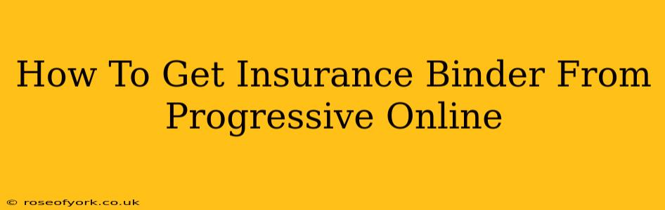 How To Get Insurance Binder From Progressive Online