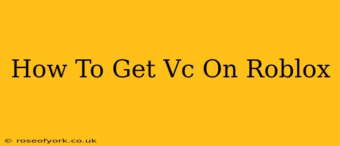 How To Get Vc On Roblox