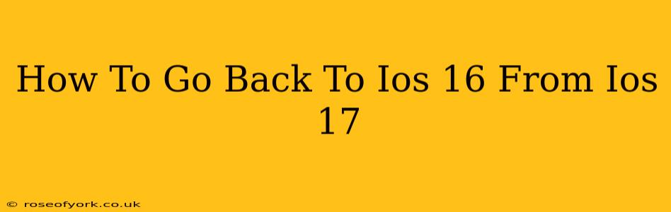 How To Go Back To Ios 16 From Ios 17