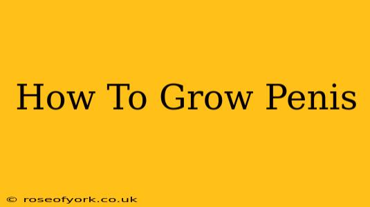 How To Grow Penis