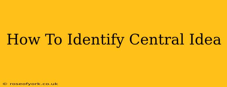 How To Identify Central Idea