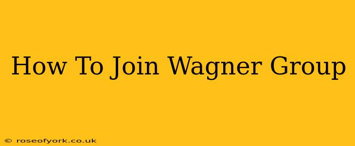 How To Join Wagner Group