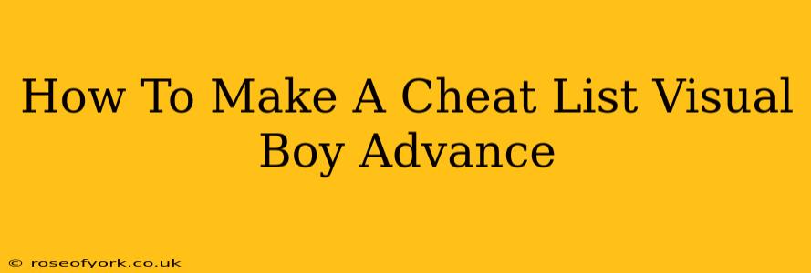 How To Make A Cheat List Visual Boy Advance