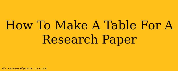 How To Make A Table For A Research Paper