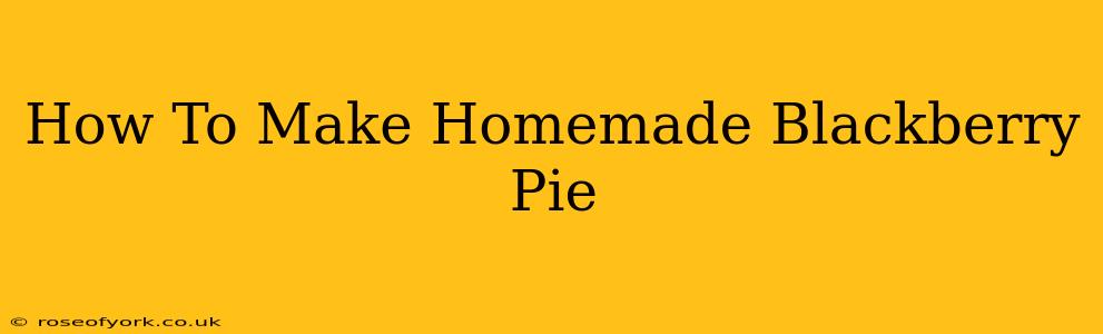 How To Make Homemade Blackberry Pie