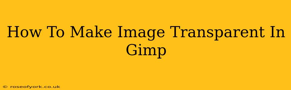 How To Make Image Transparent In Gimp