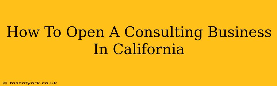 How To Open A Consulting Business In California