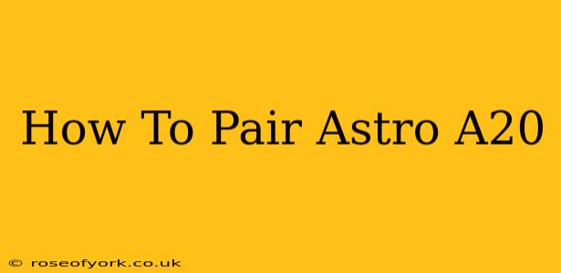 How To Pair Astro A20