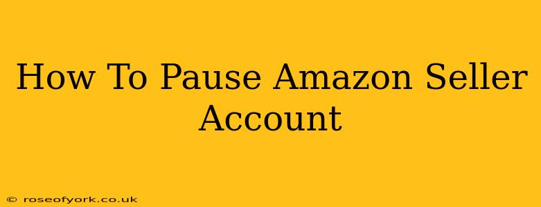 How To Pause Amazon Seller Account