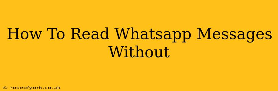 How To Read Whatsapp Messages Without