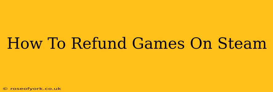 How To Refund Games On Steam