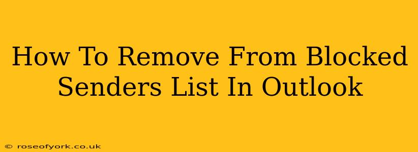 How To Remove From Blocked Senders List In Outlook