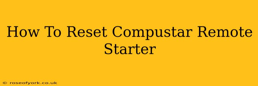 How To Reset Compustar Remote Starter