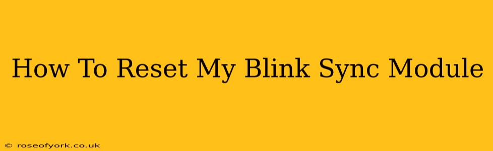 How To Reset My Blink Sync Module