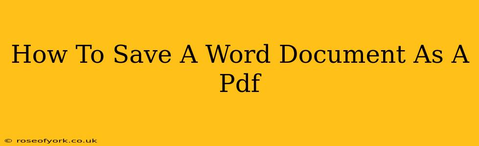 How To Save A Word Document As A Pdf