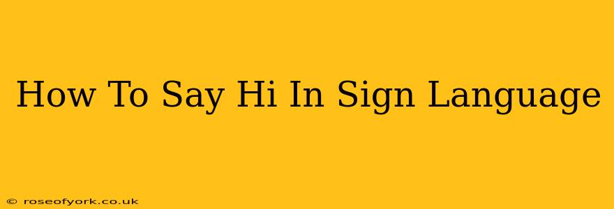 How To Say Hi In Sign Language