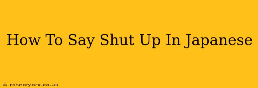 How To Say Shut Up In Japanese