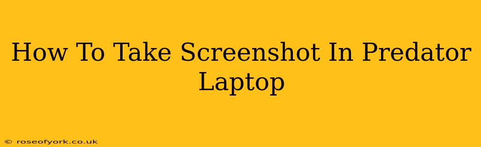 How To Take Screenshot In Predator Laptop