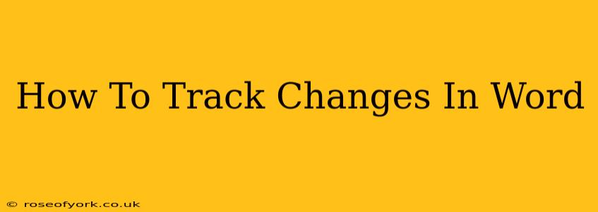 How To Track Changes In Word