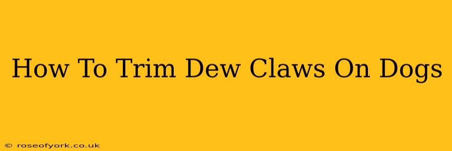 How To Trim Dew Claws On Dogs