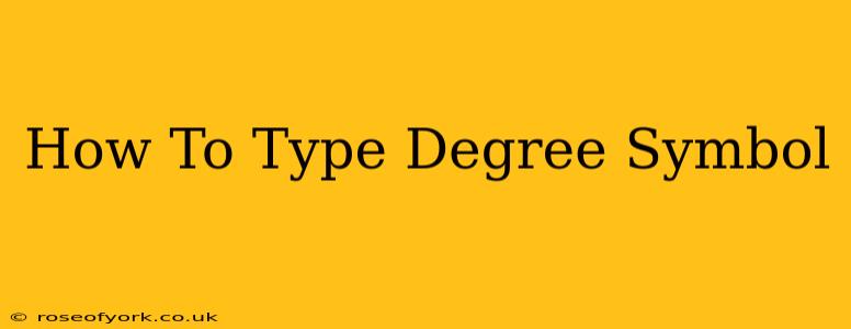 How To Type Degree Symbol